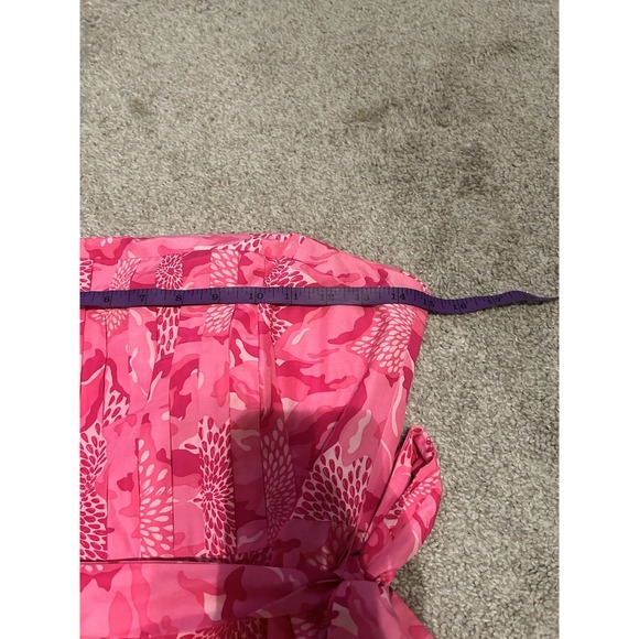 VTG Lilly Pulitzer Strapless Tube Corset Lined Silk Dress Pink Floral Sz 0 - Picture 4 of 8